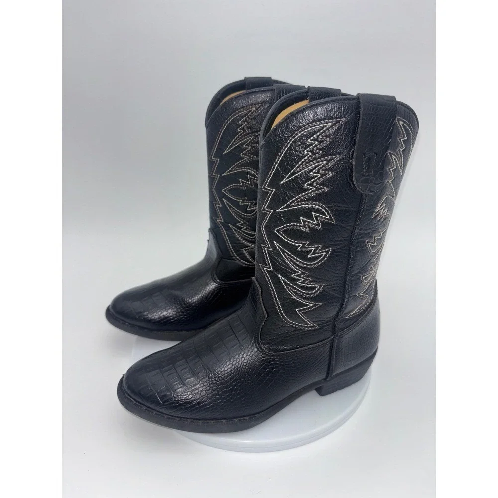 SMARTFIT Black Cowboy Boots Western Cowgirl Kid Croc Crocodile Toddler Little 13